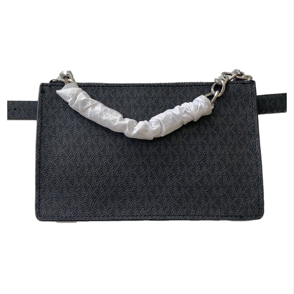 MICHAEL Michael Kors Handbags - Michael Kors Black Bag Belt with Silver Chain